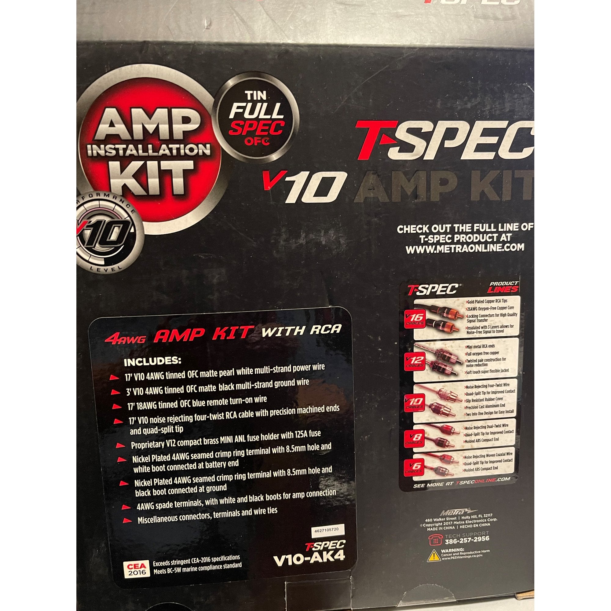 T-Spec V10-AK4 v10 4 AWG Amp Kit - 2100 W with RCA Cable