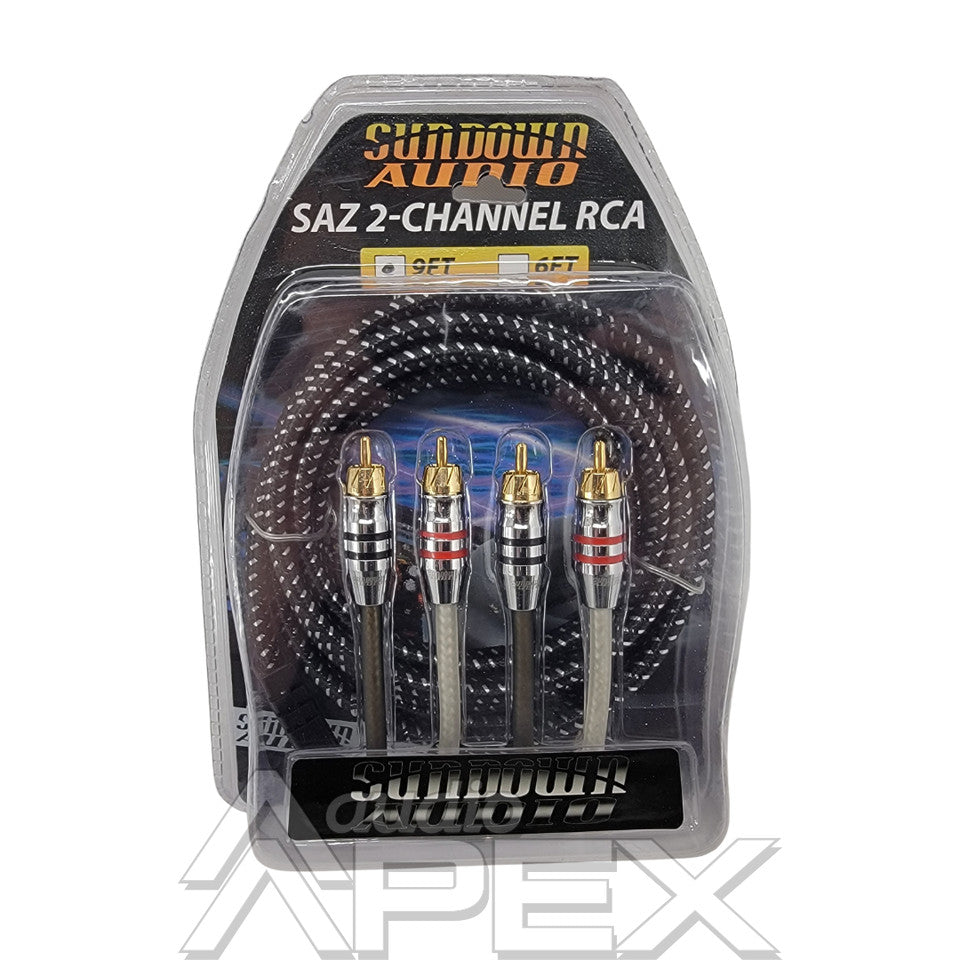 Sundown Audio 9 ft. 2 Channel High Quality RCA Interconnect Cables (SAZ Series)