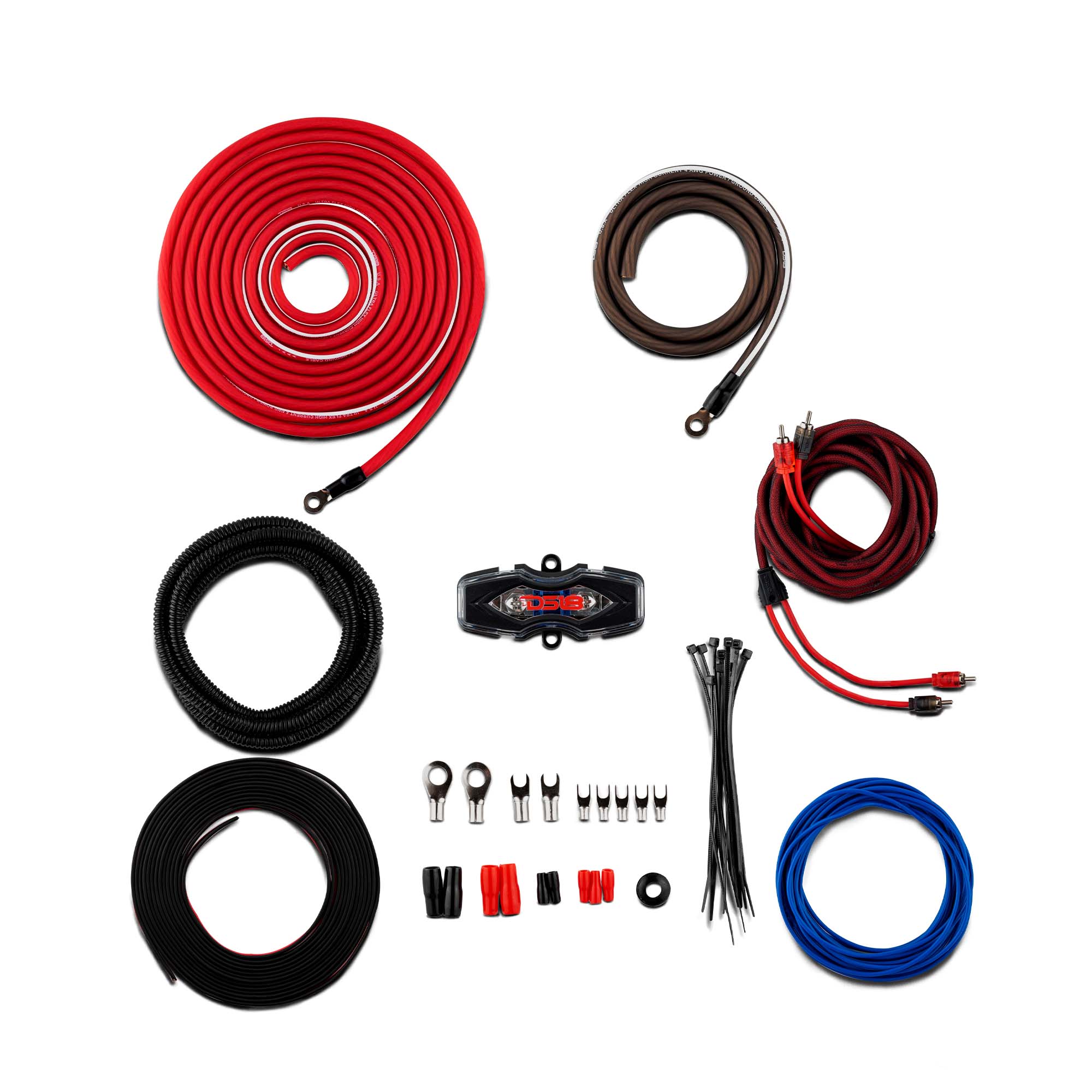 DS18 LSE-210A Bass Package 2 x SLC-MD10.4 In a Ported Box with S-1500.1/RD Amplifier and 4-GA Amp Kit 800 Watts