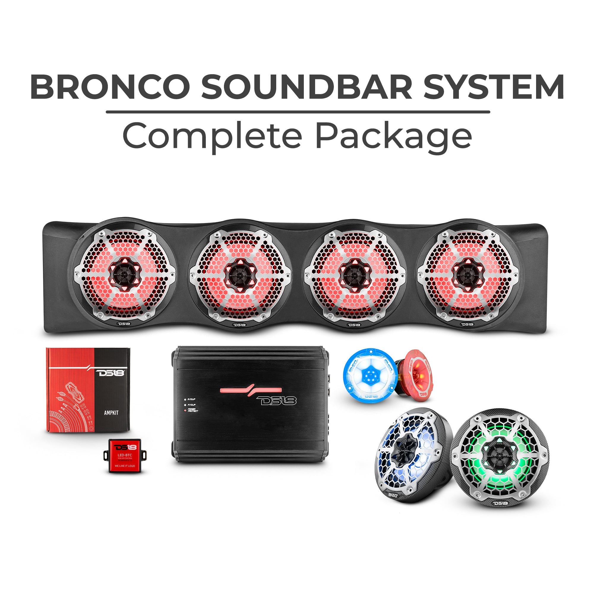 Bronco 6th Gen 4 Door Rear Mount Sound Bar System Complete Package.