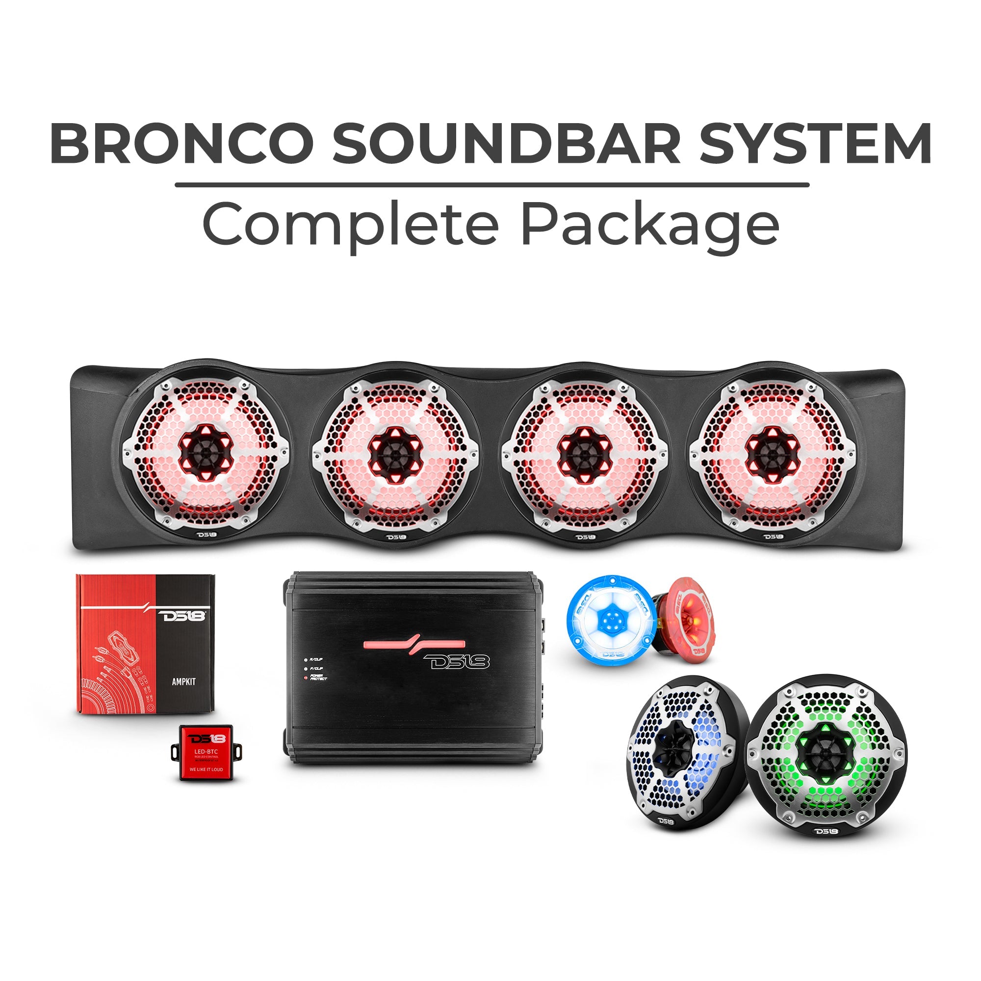 Bronco 6th Gen 4 Door Rear Mount Sound Bar System Complete Package.