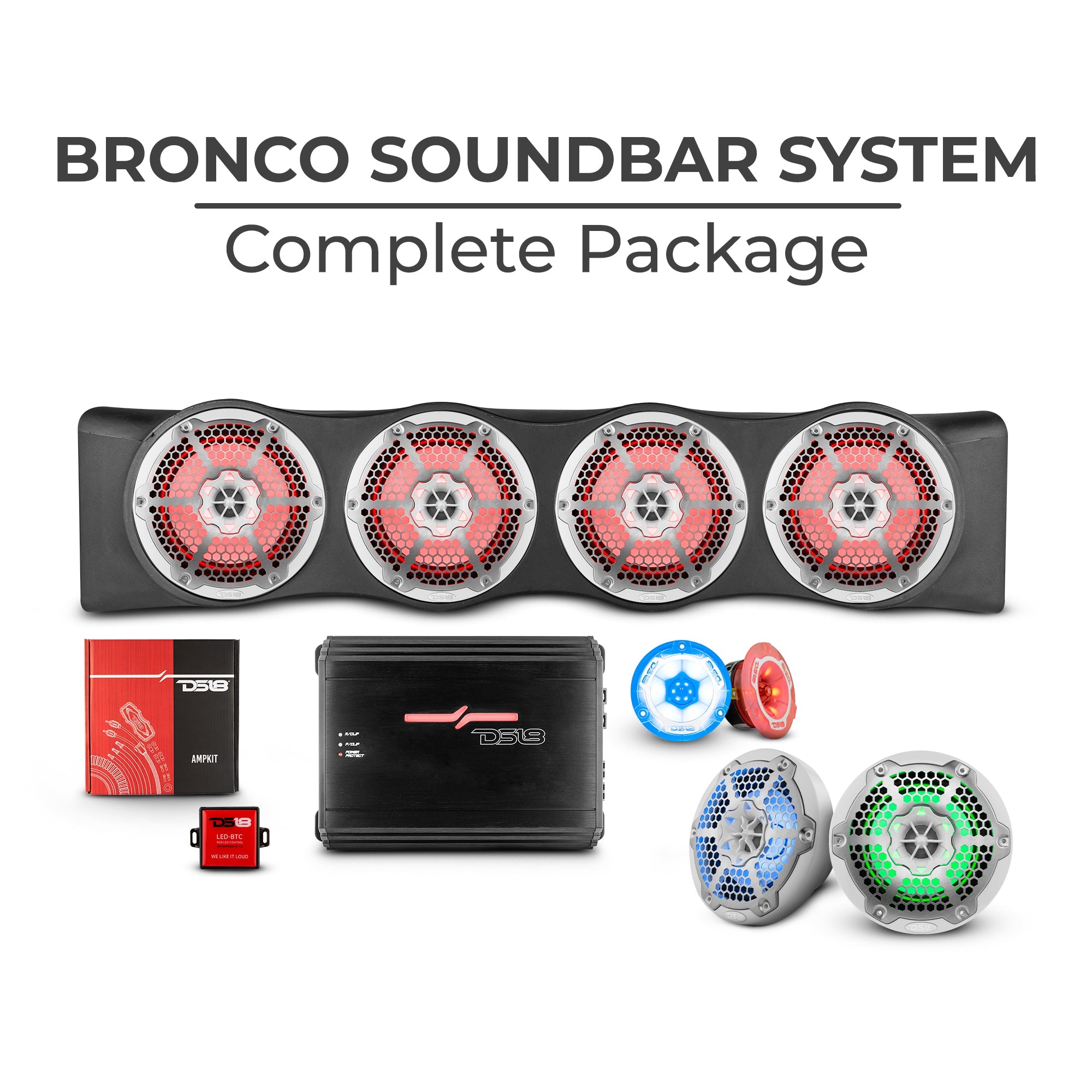 Bronco 6th Gen 4 Door Rear Mount Sound Bar System Complete Package.