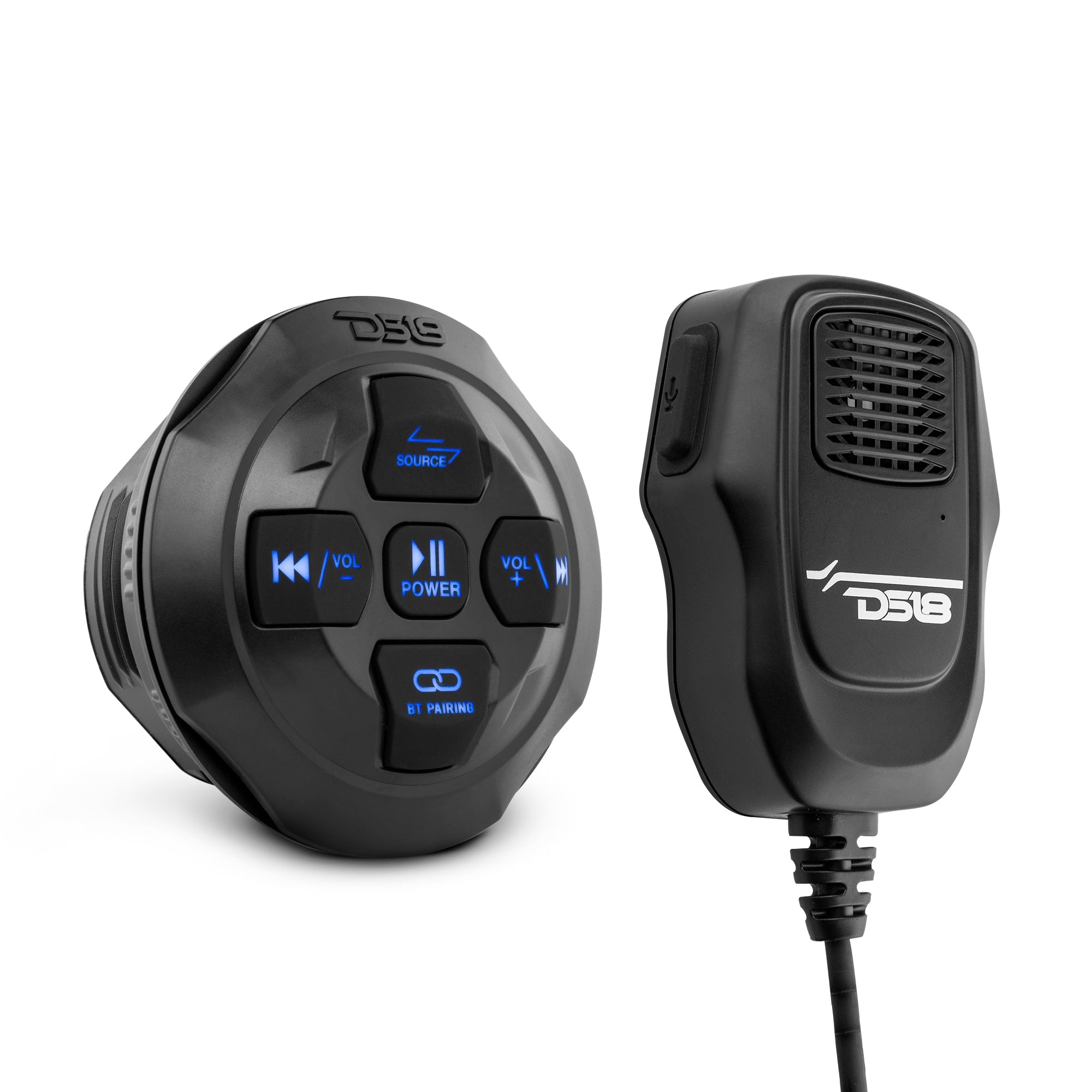 Marine And Powersports Waterproof Bluetooth Audio Receiver With Controls and Microphone