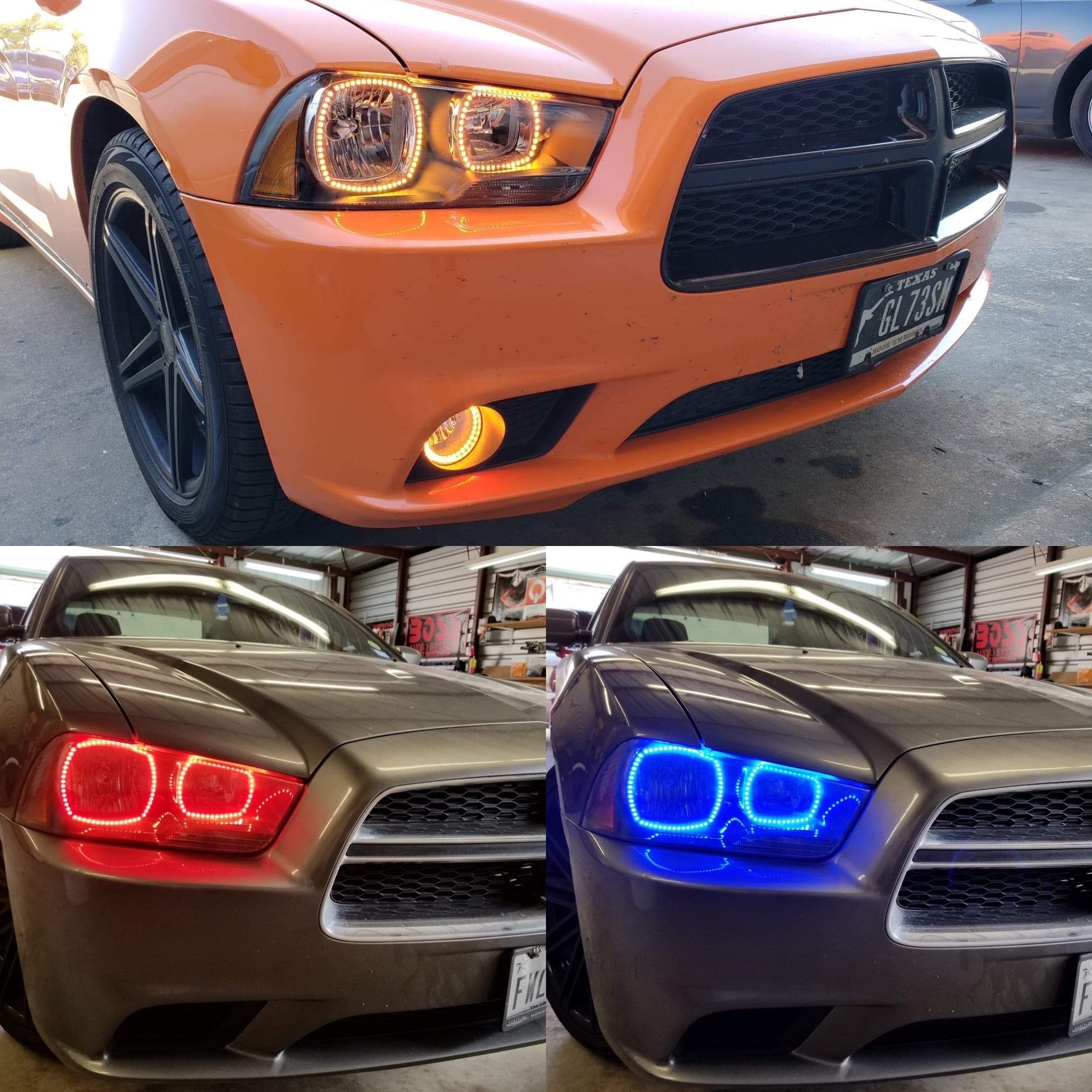 2011 - 2014 Dodge Charger Headlight Color Changing RGB Halo Pre-Built Headlights Assemby