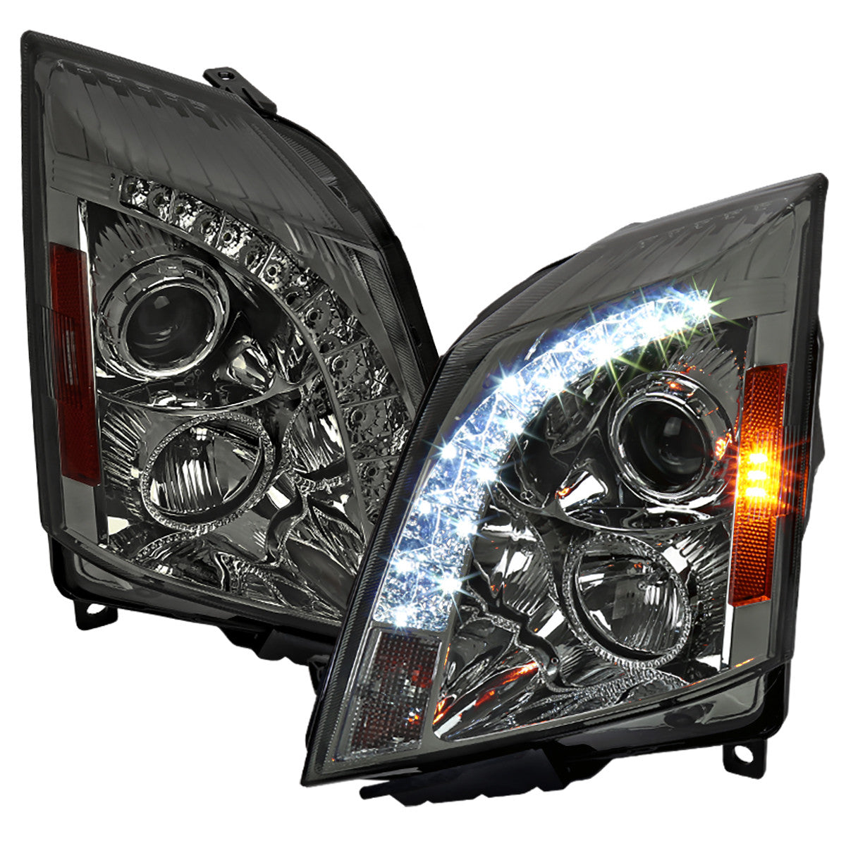 Spec-D 08-14 Cadillac CTS Projector Headlights Chrome Smoked