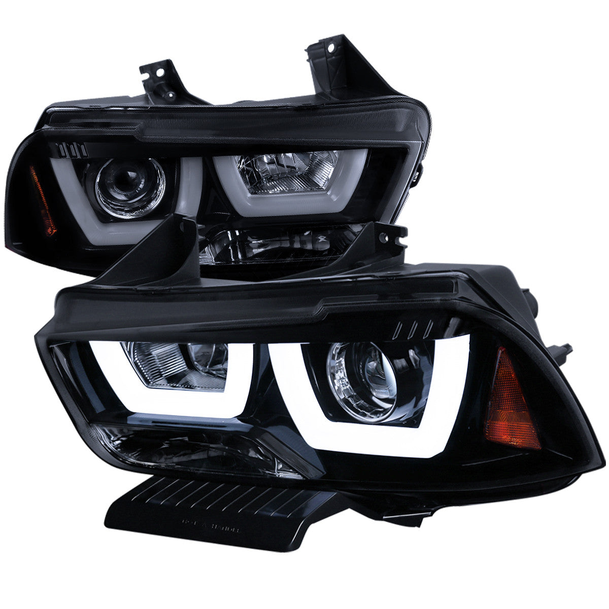 Spec-D 11-14 Charger U-Shape LED Headlights Black/Smoked