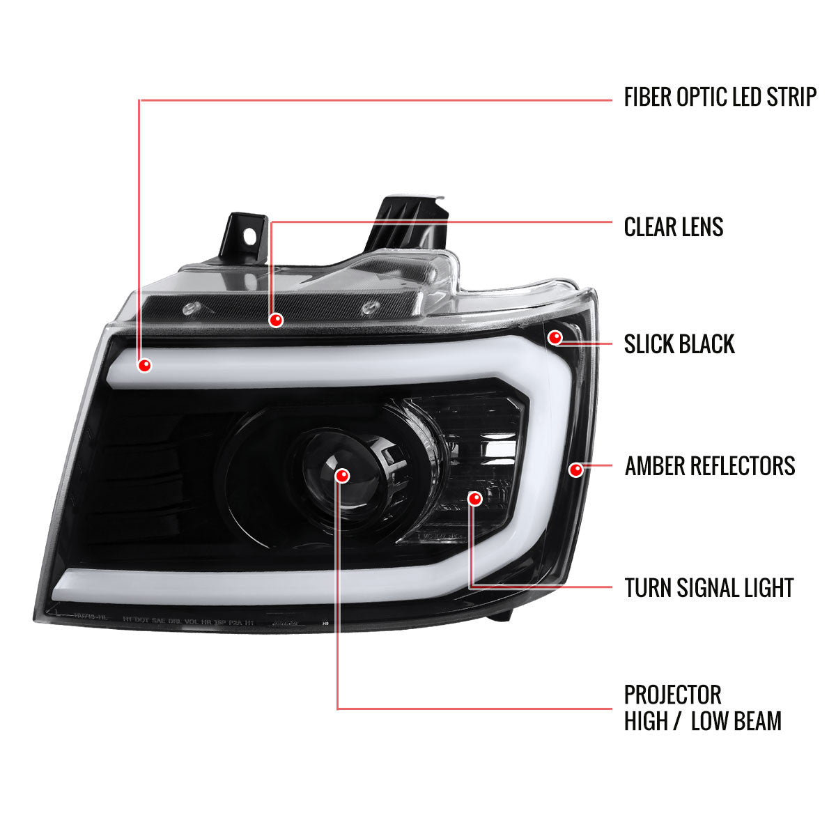 Spec-D 07-14 Chevy Avalanche Tahoe Headlights LED Bar Black