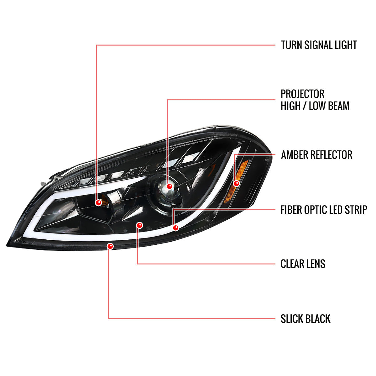 Spec-D 06-16 Impala/Monte Carlo Headlights LED Bar Black/Clear