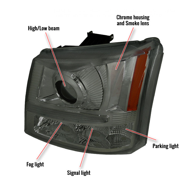 Spec-D 03-05 Chevy Silverado Projector Headlights Smoked