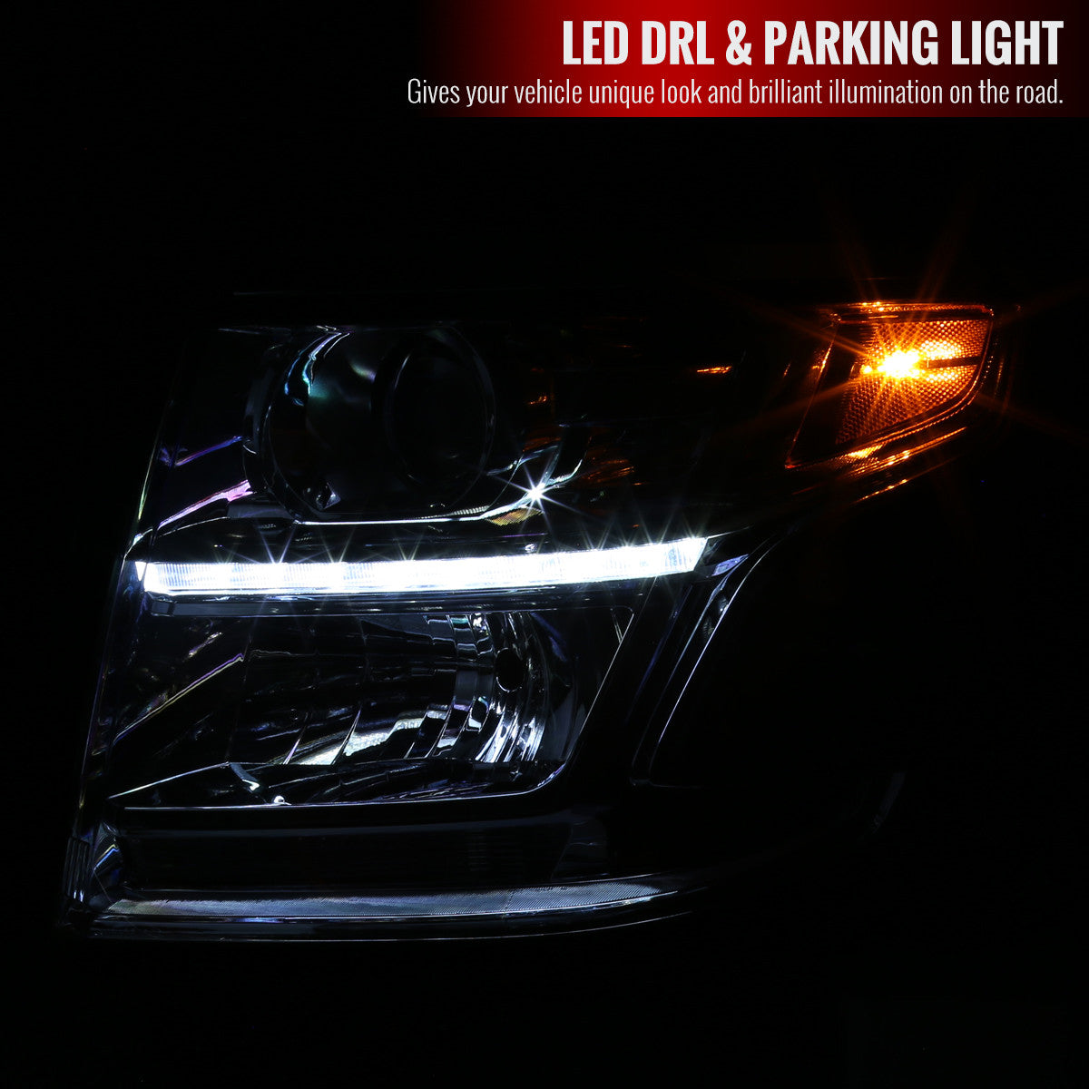 Spec-D 15-20 Chevy Tahoe Suburban Headlights Projector Chrome