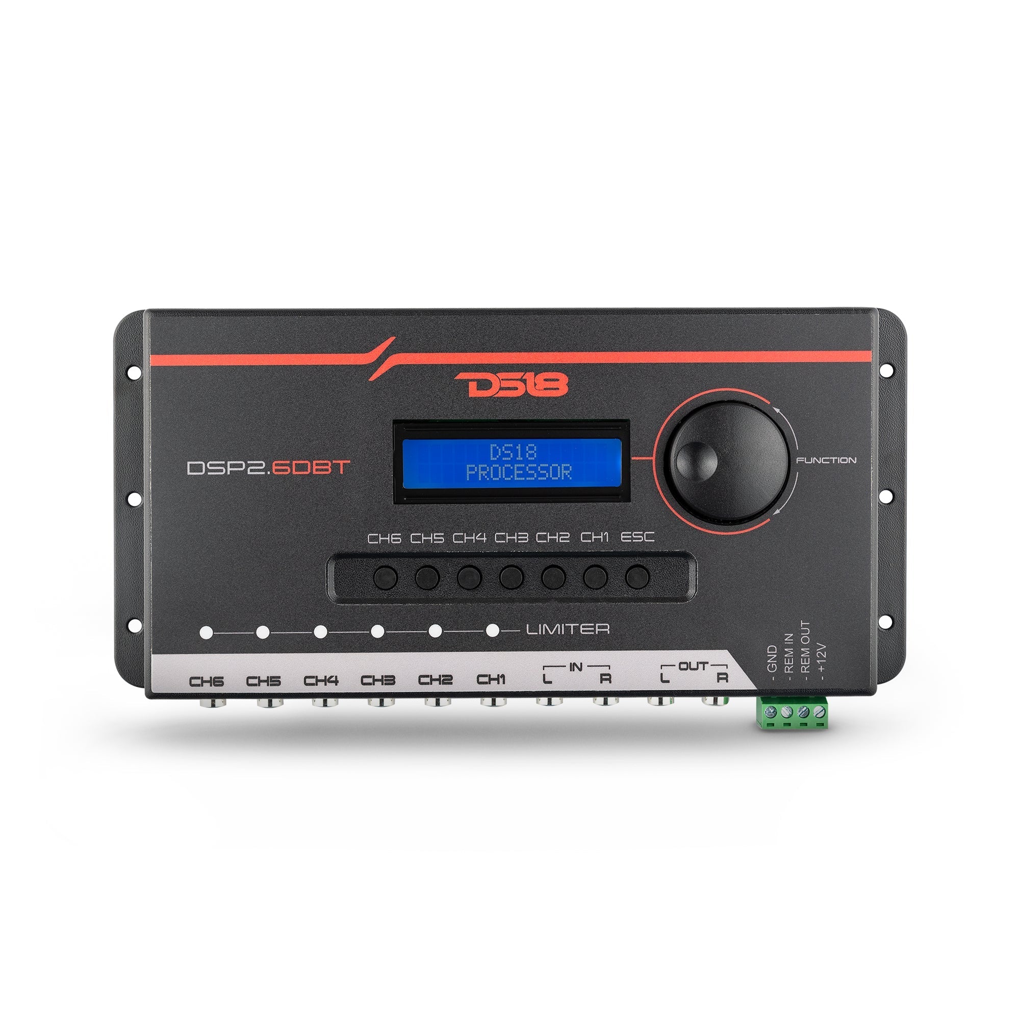 DS18 2-Channel In and 6-Channel Out Digital Sound Processor (DSP) with Bluetooth and LCD Screen