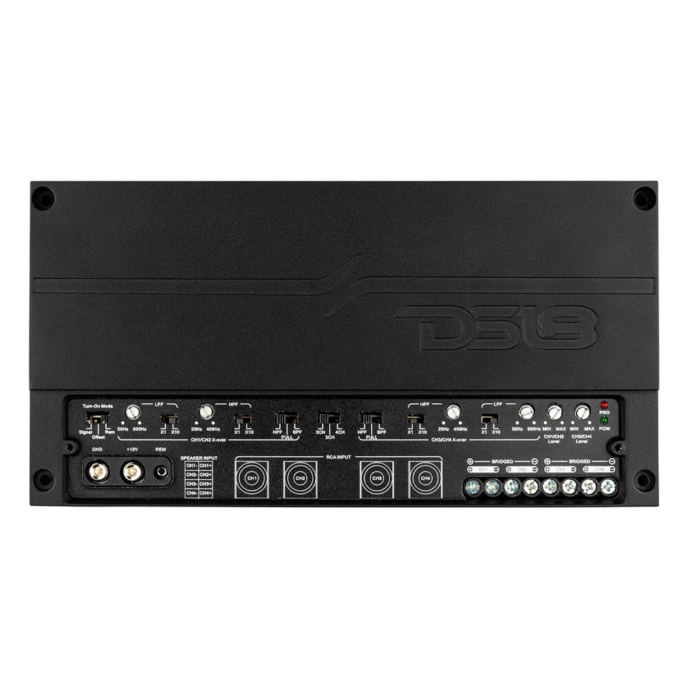 DS18 Deluxe 4-Channel Compact Class D Amplifier 4 X 150 Watts Rms @ 4-Ohm