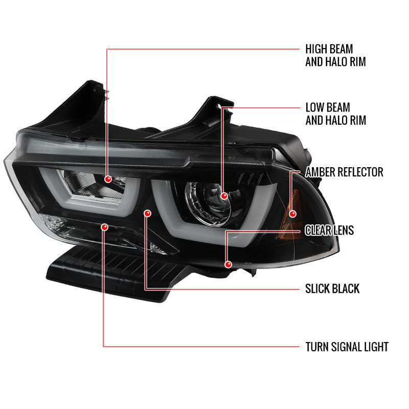 Spec-D 11-14 Dodge Charger U-Shape LED Headlights Black