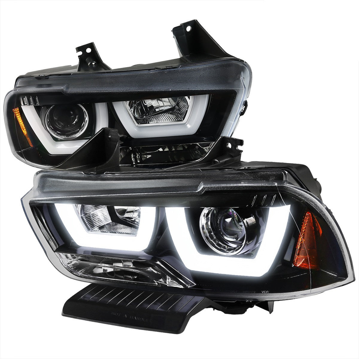 Spec-D 11-14 Dodge Charger U-Shape LED Headlights Black