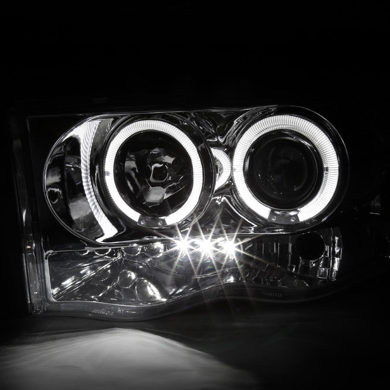Spec-D 02-05 Dodge Ram Halo LED Projector Headlights Chrome