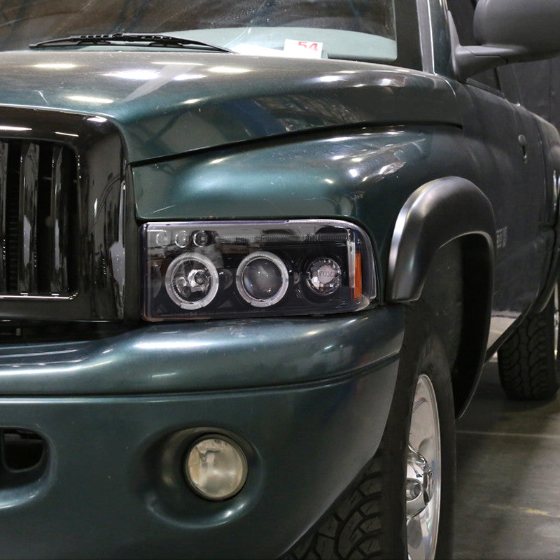 Spec-D 94-01 Dodge Ram 1500 2500 3500 Headlights Dual Halo Smoked