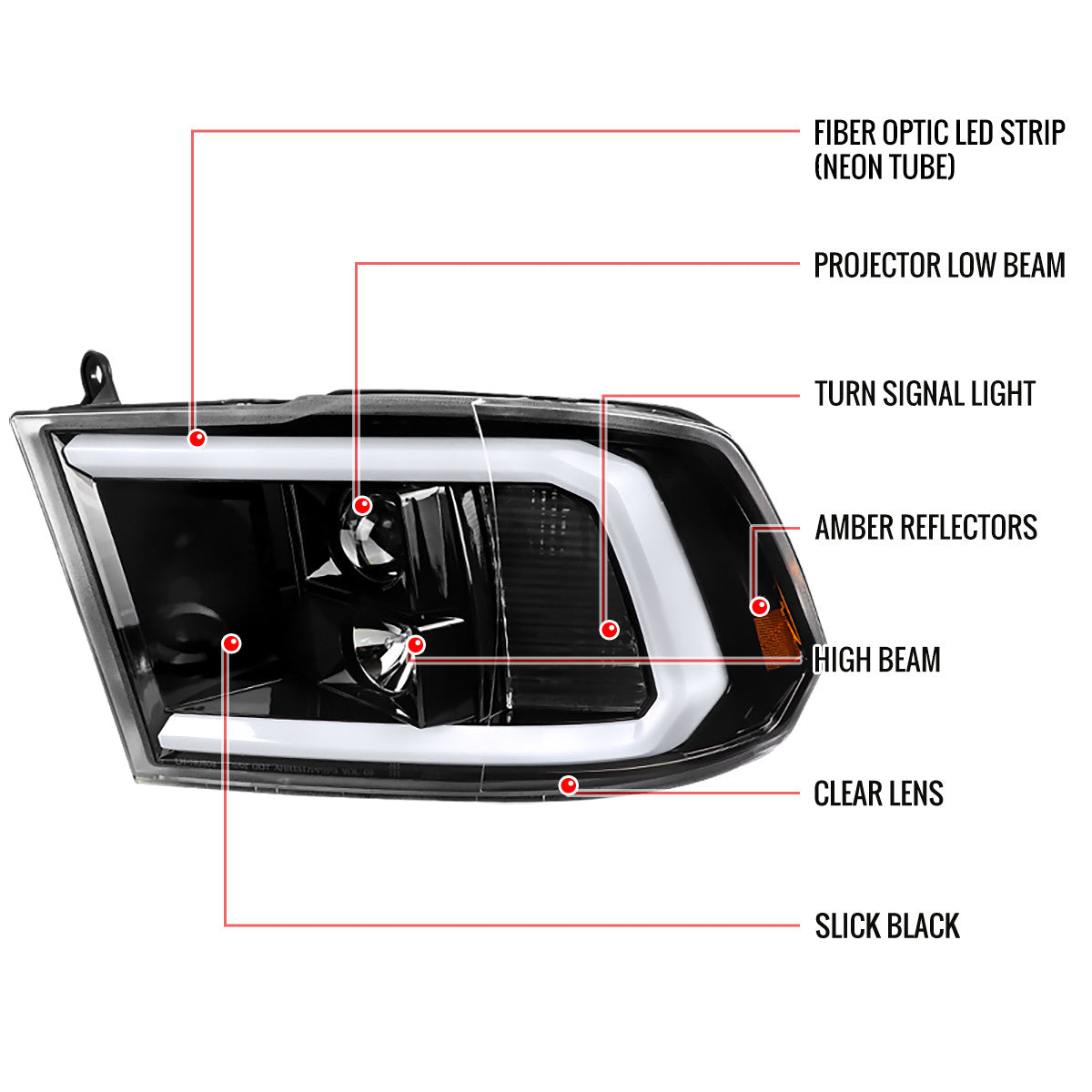 Spec-D 19-24 Dodge Ram 1500 Classic Projector Headlights Black/Clear