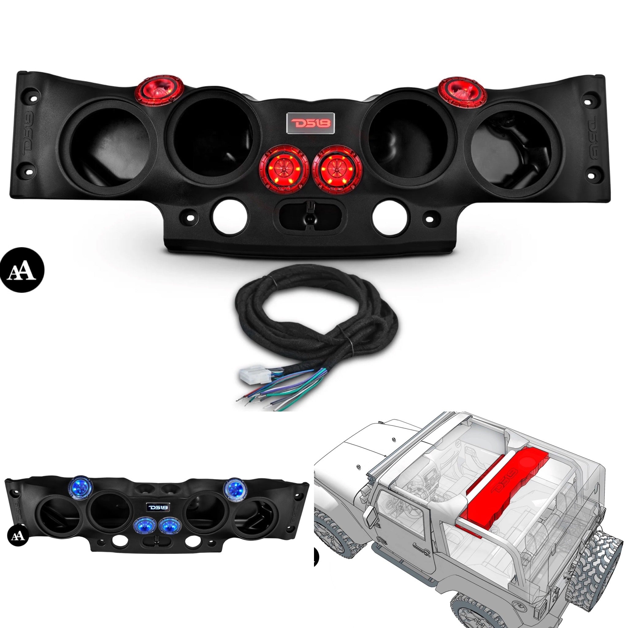 DS18 Jeep JK/JKU Overhead Sound Bar System Fits 4 X 8