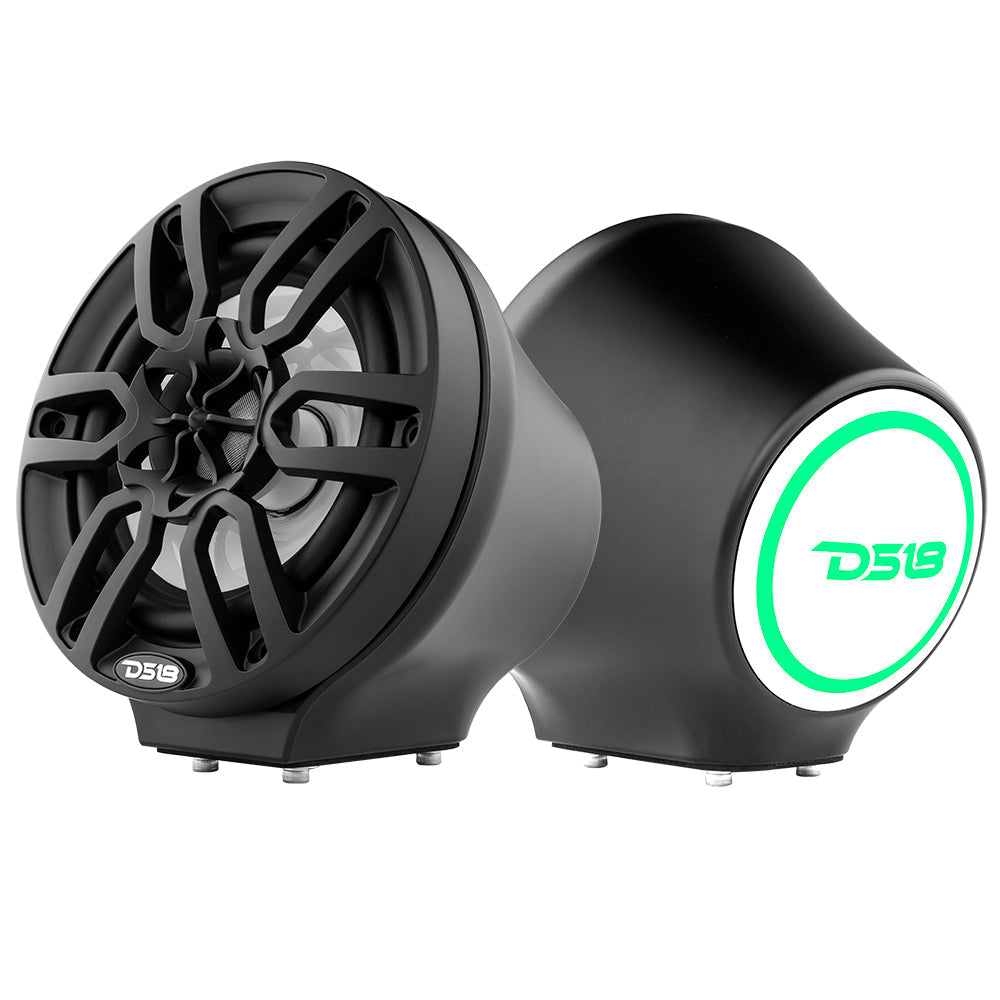 DS18 6.5” Universal Flat Mount Kick Panel Speaker Pod – Jet Skis, Jeeps, Motorcycles – RGB LED Lights