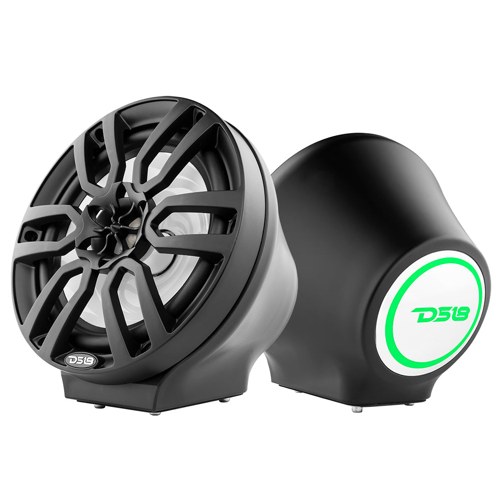 DS18 8” Universal Flat Mount Kick Panel Speaker Pod – Jet Skis, Jeeps, Motorcycles – RGB LED Lights