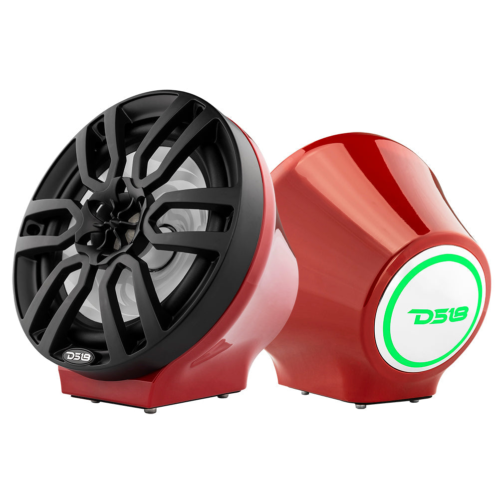 DS18 8” Universal Flat Mount Kick Panel Speaker Pod – Jet Skis, Jeeps, Motorcycles – RGB LED Lights