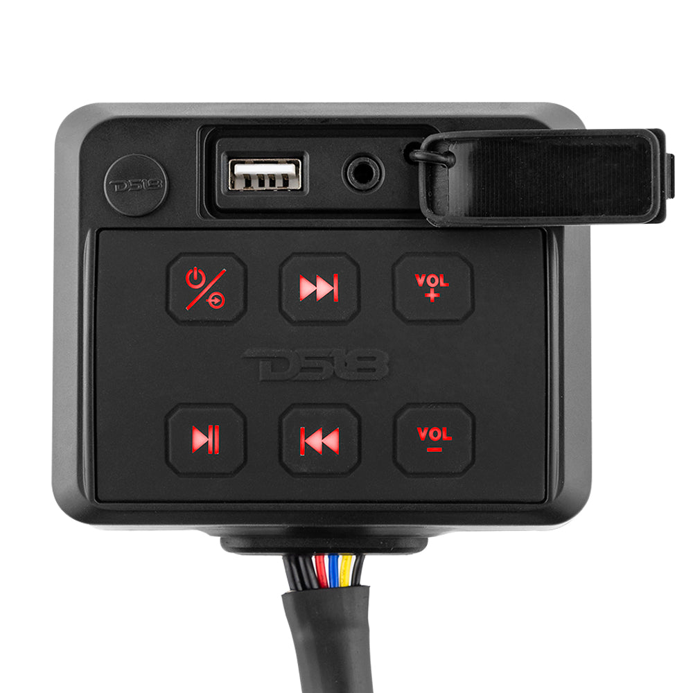 DS18 Marine And Powersports Waterproof Receiver Enclosure with Bluetooth, AUX Input, USB Player and Controls