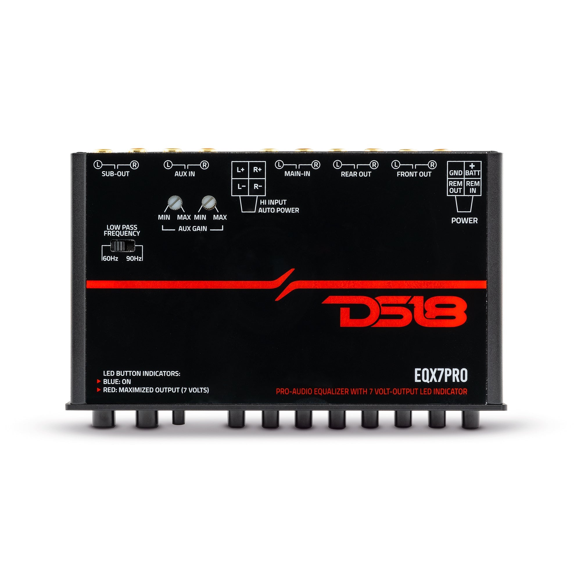 DS18 High Volt 7-Band Equalizer with High Level Input, Auto Turn On And High Volt LED Indicator