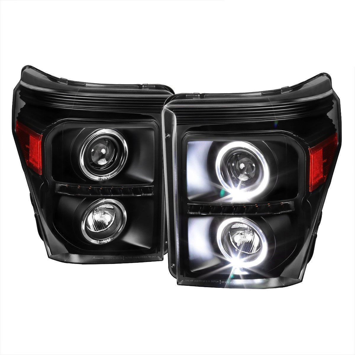 Spec-D 11-16 Ford F-250/F-350/F-450/F-550 Headlights Halo Matte Black