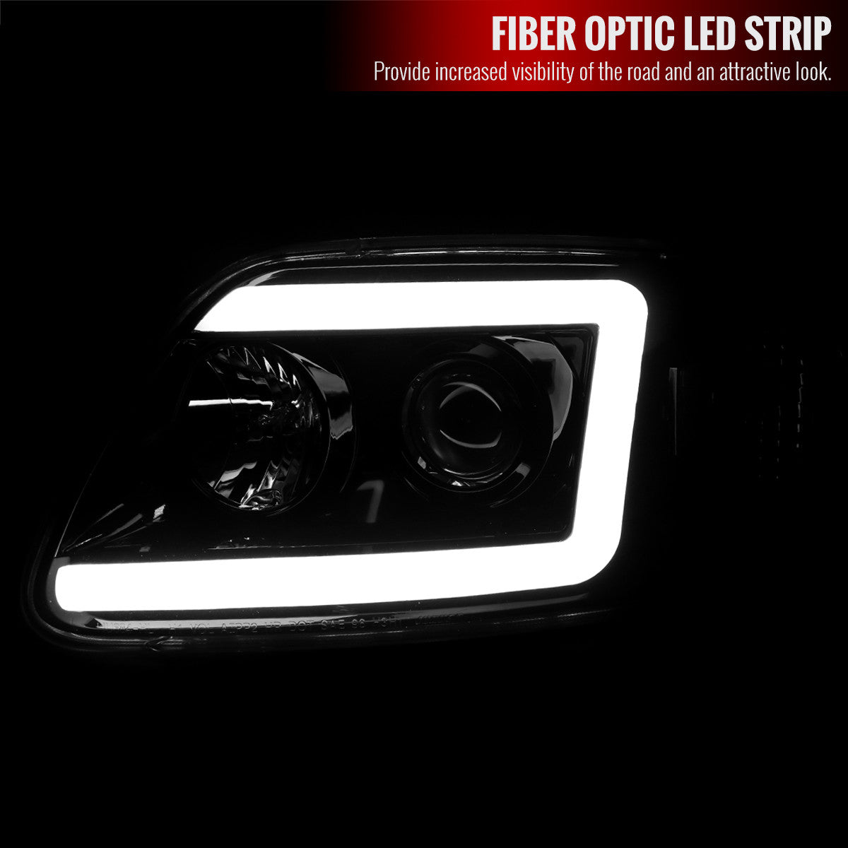 Spec-D 97-04 F-150/Expedition Headlights LED C-Bar Black/Clear