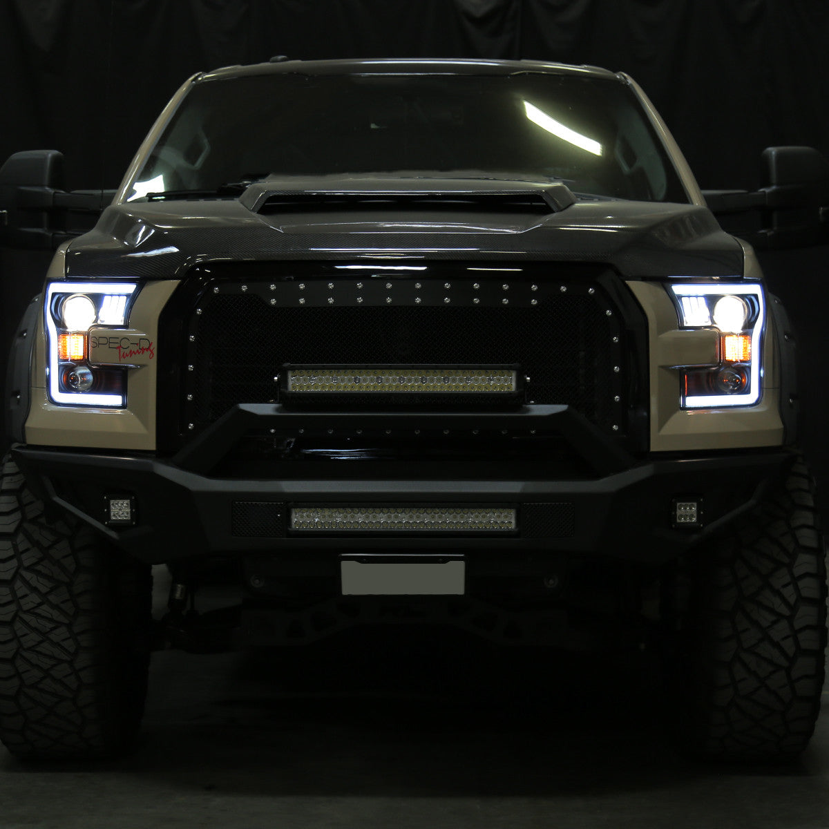 Spec-D 15-17 Ford F150 Projector Headlights Black Halogen