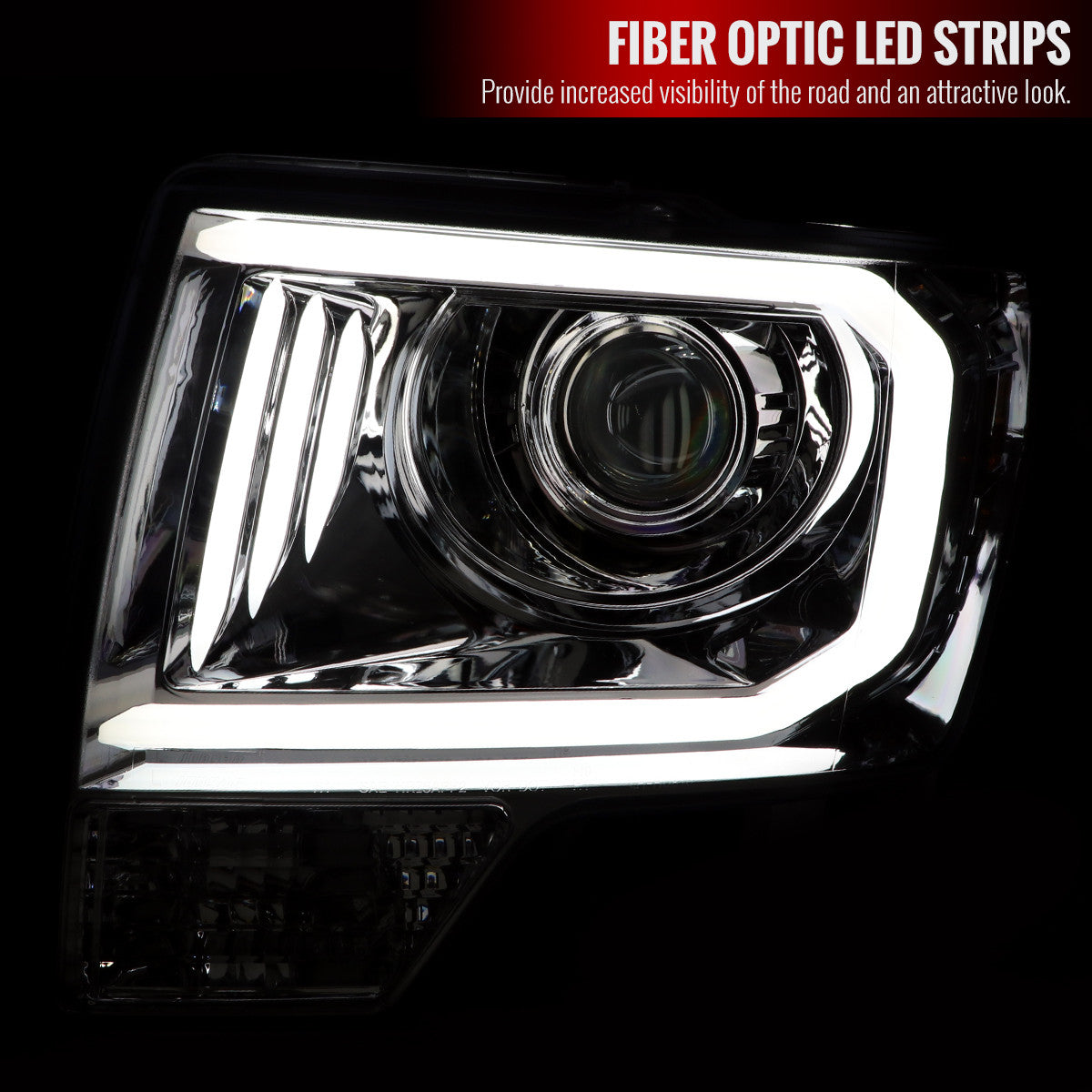Spec-D 09-14 Ford F150 Projector Headlights LED Bar Chrome