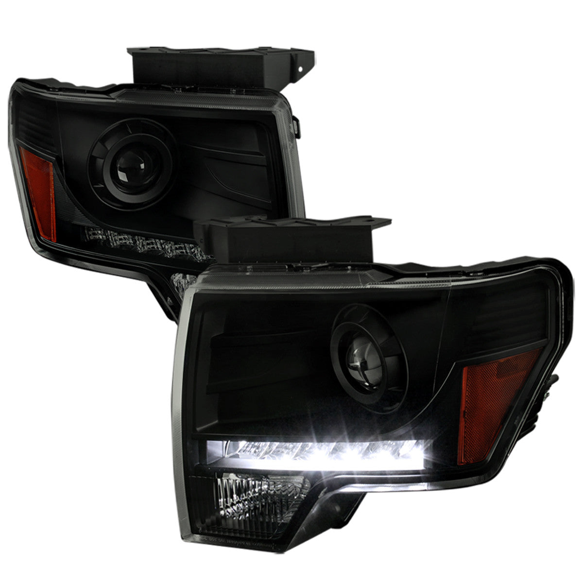 Spec-D 09-14 Ford F150 Projector Headlights LED DRL Black/Smoked