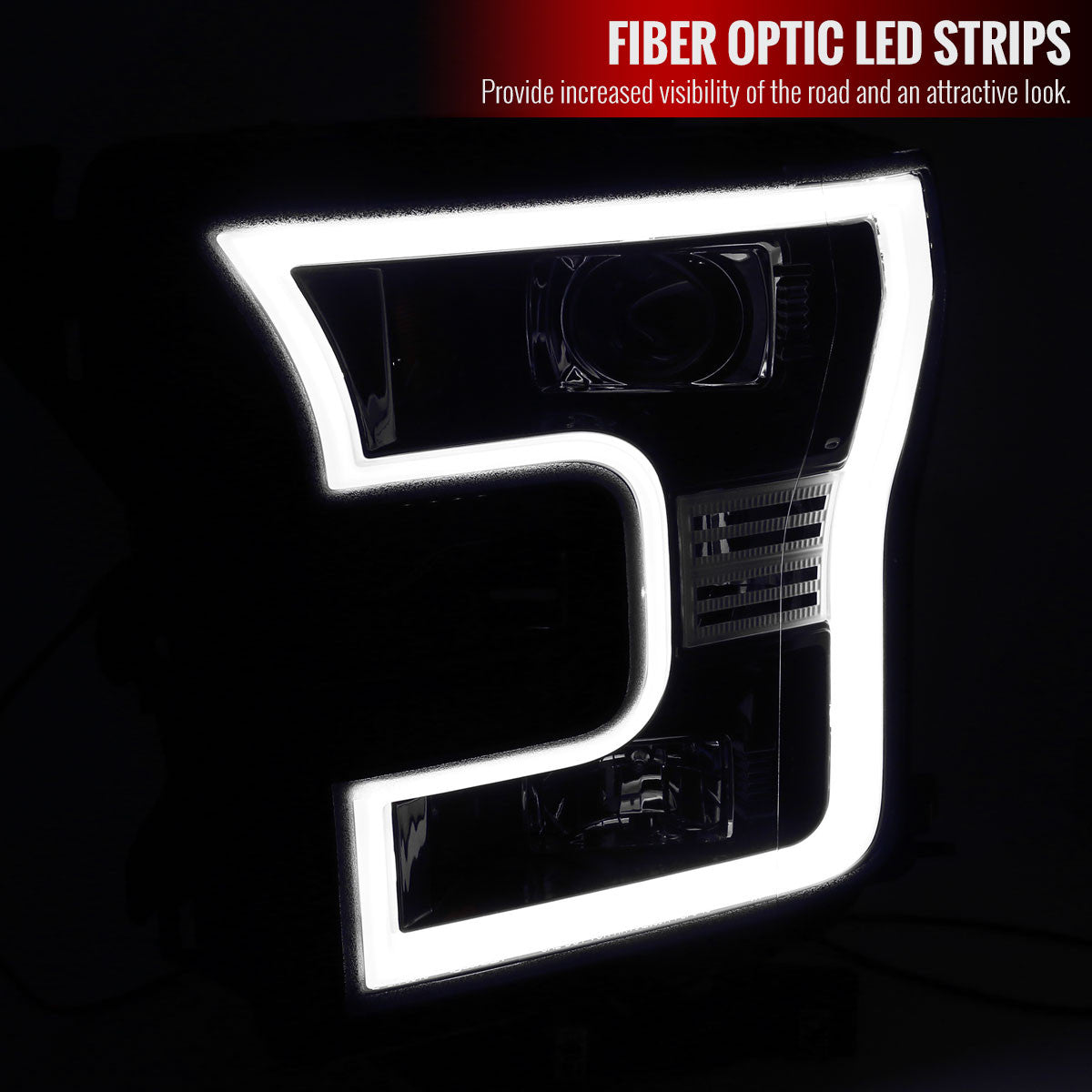 Spec-D 15-17 Ford F150 LED Projector Headlights Black/Smoked