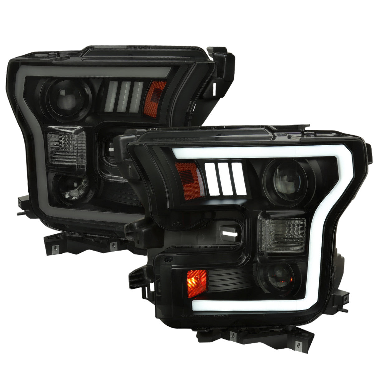 Spec-D 15-17 F-150 Headlights LED Bar Projector Black/Smoked