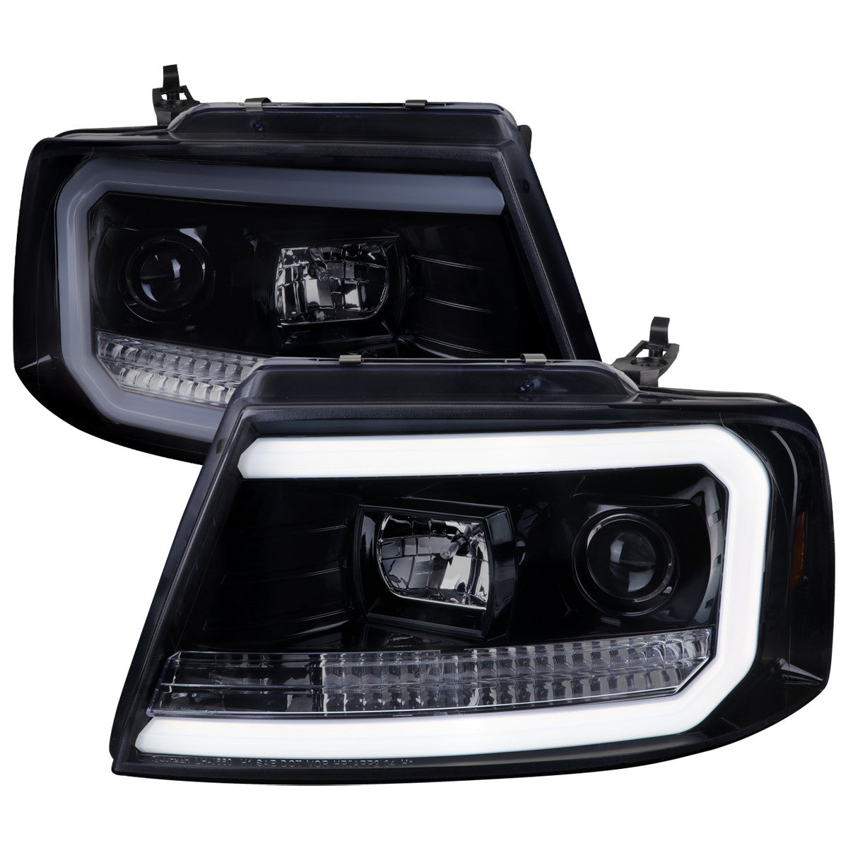 Spec-D 04-08 F-150/Mark LT Headlights LED C-Bar Smoked