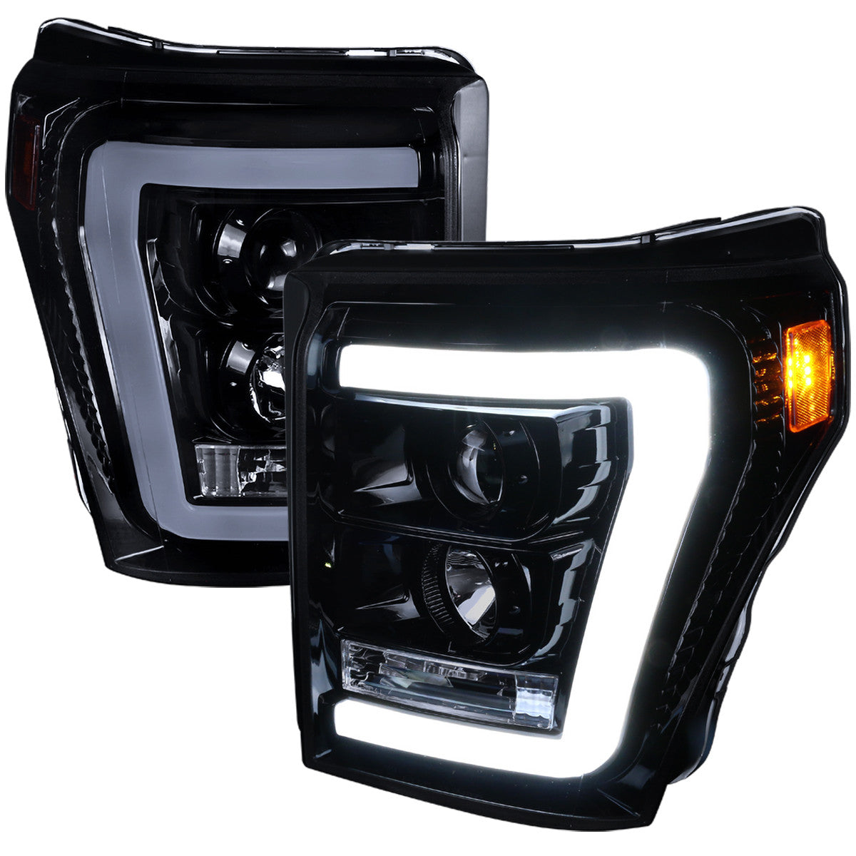 Spec-D 11-16 Ford F250/F350 Halo Projector Headlights Smoked