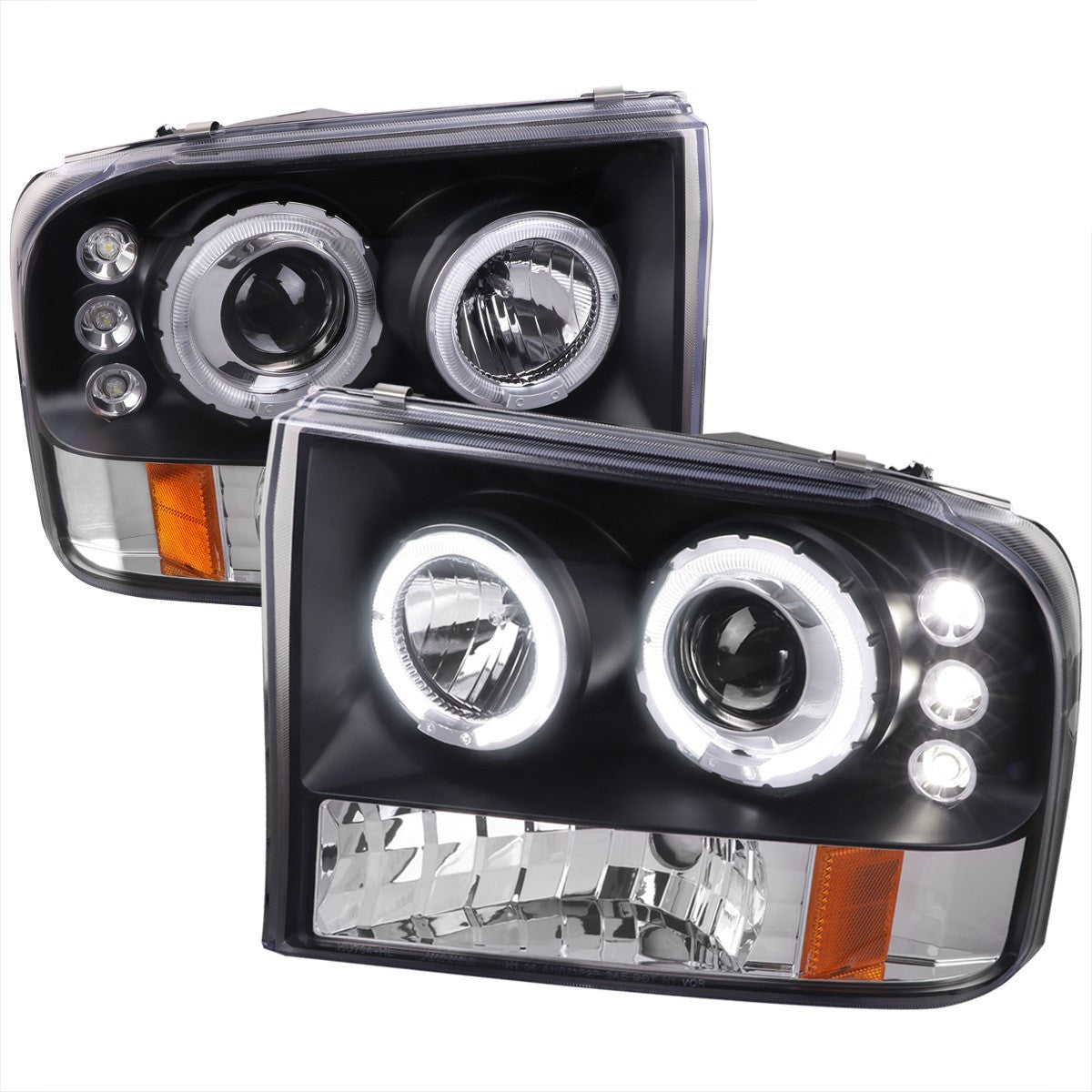 Spec-D 99-04 Ford F250 F350 F450 Dual Halo Headlights Black