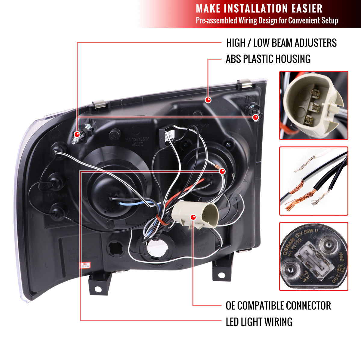 Spec-D 99-04 Ford F250 F350 F450 Dual Halo Headlights Chrome