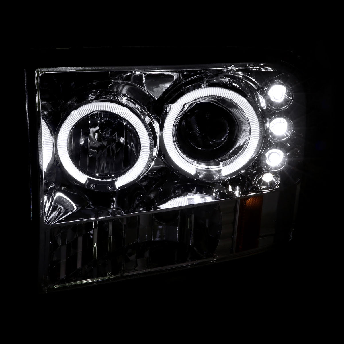 Spec-D 99-04 Ford F250 F350 F450 Dual Halo Headlights Chrome