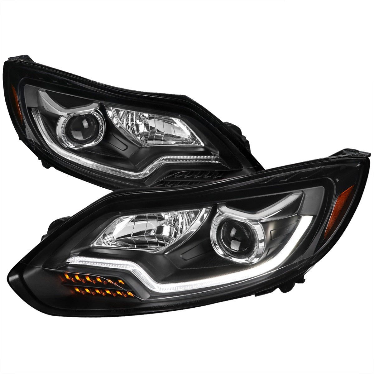 Spec-D 12-14 Ford Focu Projector Headlights SEQ LED Black