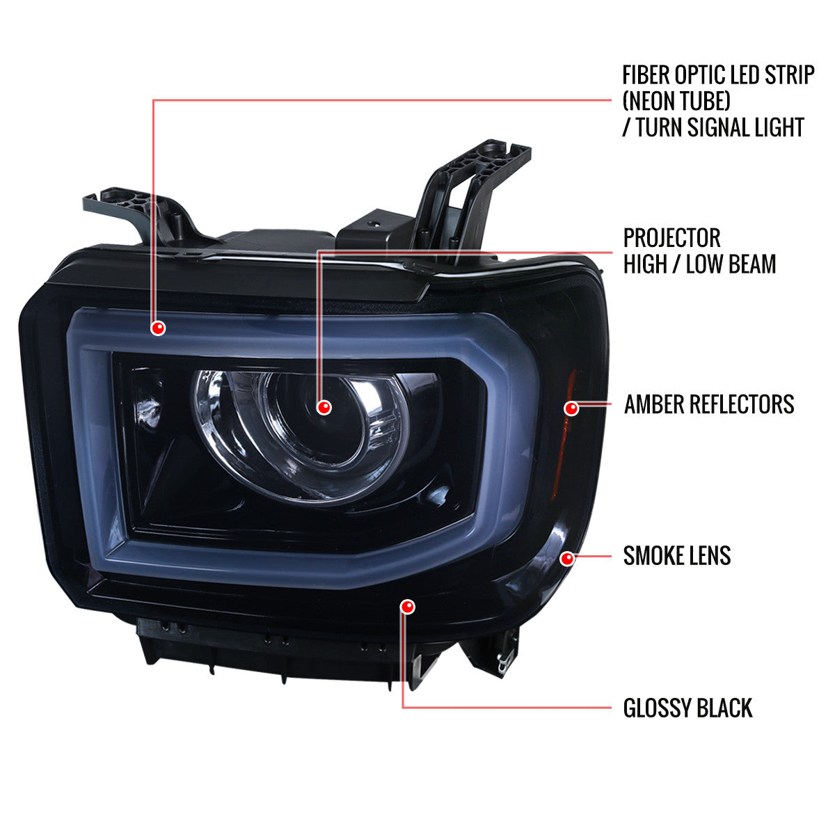 Spec-D 14-19 GMC Sierra Projector Headlights Black/Smoked