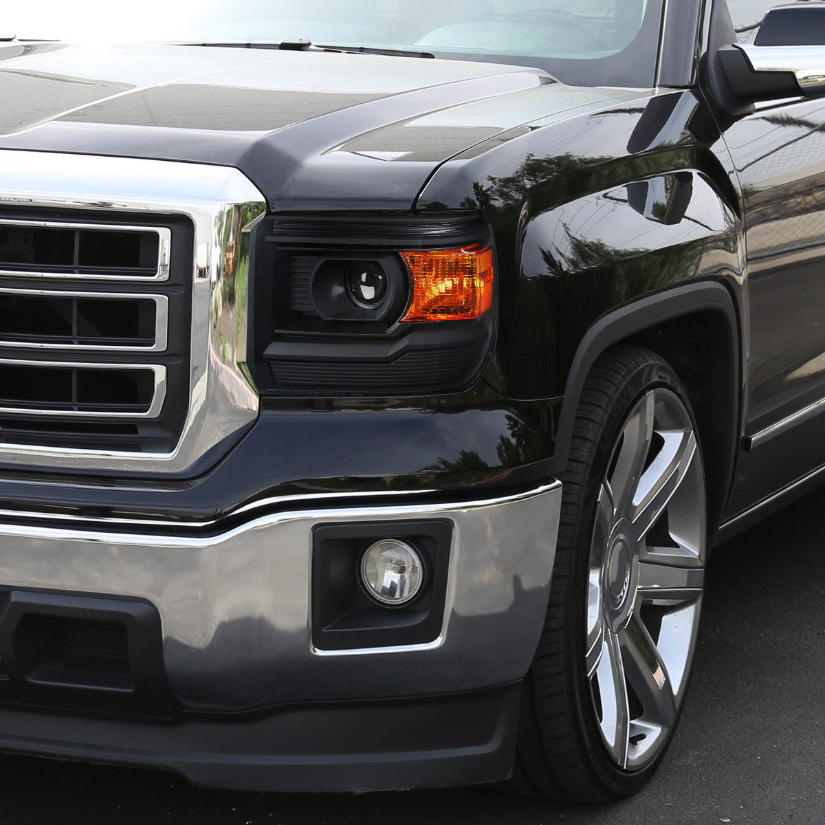 Spec-D 14-19 GMC Sierra Headlights Projector Matte Black