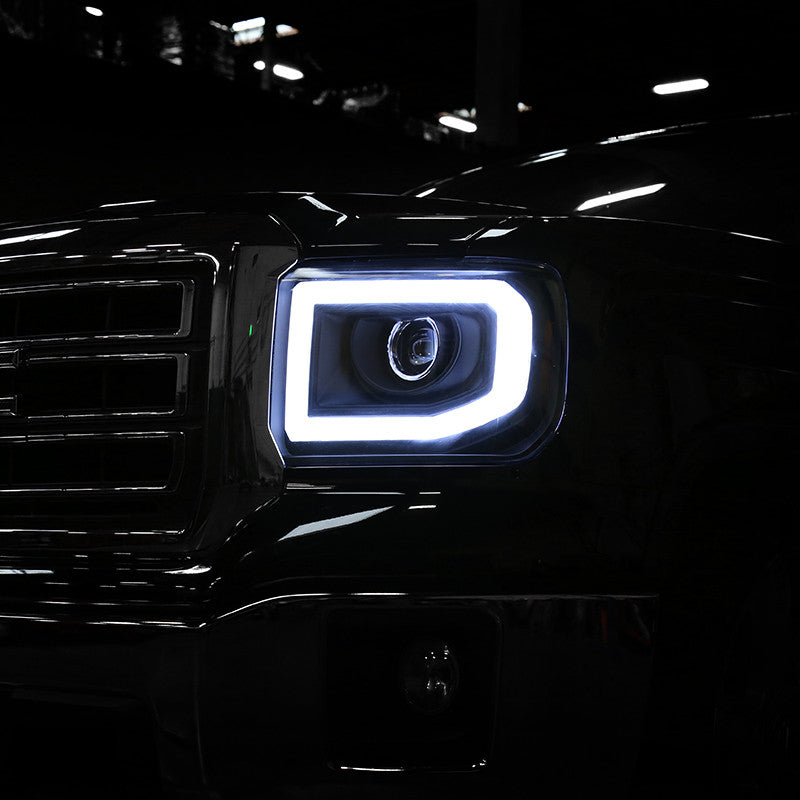 Spec-D 14-19 GMC Sierra LED Bar Projector Headlights Black/Clear
