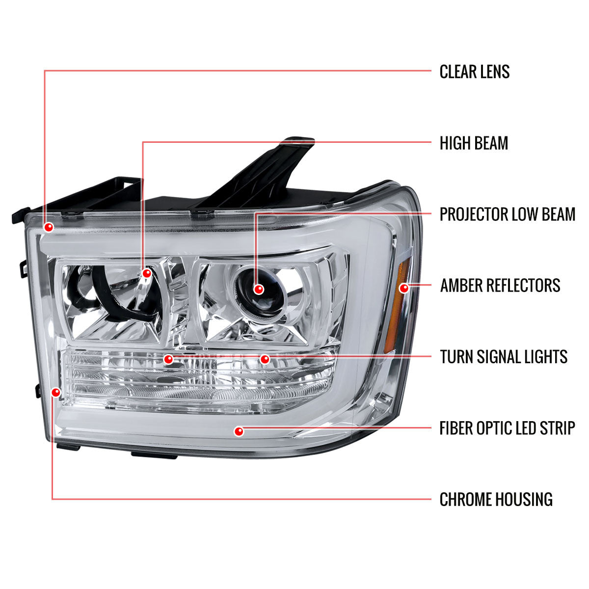 Spec-D 07-14 GMC Sierra Projector Headlights Chrome