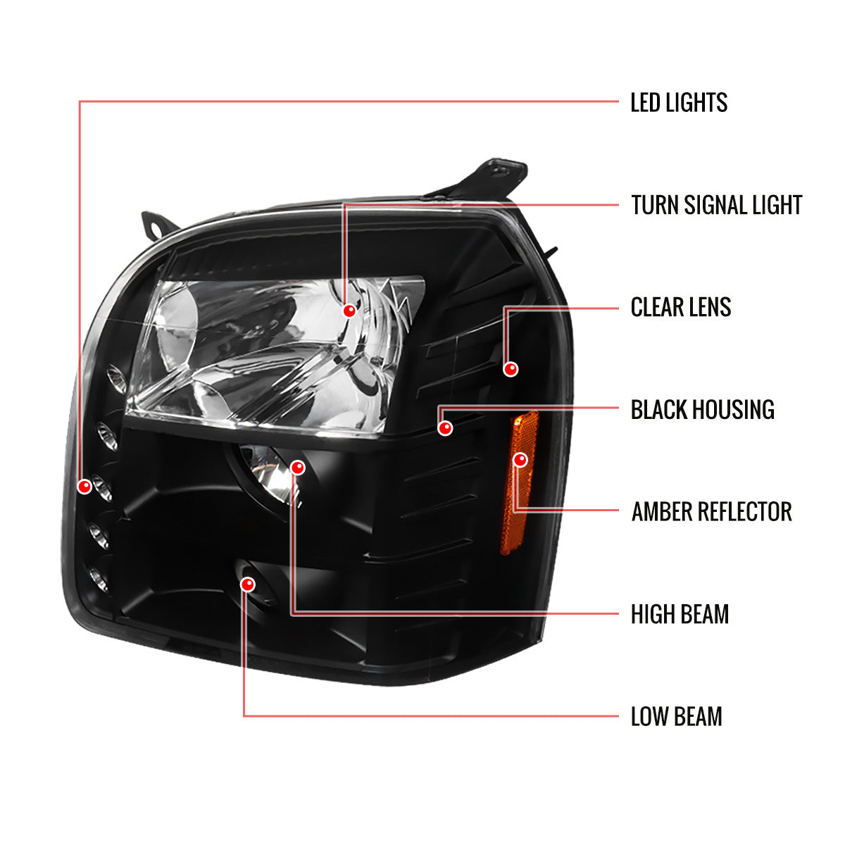 Spec-D 07-14 GMC Sierra Denali Headlights Halo Projector Black