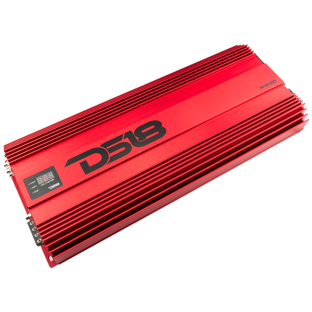 DS18 HOOLIGAN KO Red 1-Channel Amplifier with Voltmeter 10000 Watts Rms @ 1-Ohm Made In Korea