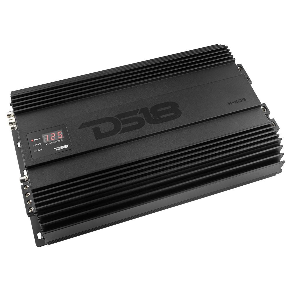 DS18 HOOLIGAN KO 1-Channel Amplifier with Voltmeter 5000 Watts Rms @ 1-Ohm Made In Korea Black