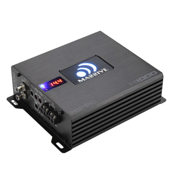Massive audio H1000 - 1050 Watt RMS @ 1 Ohm Mono Block Hippo Series Amplifier with Bass Remote
