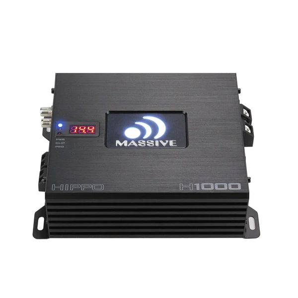 Massive audio H1000 - 1050 Watt RMS @ 1 Ohm Mono Block Hippo Series Amplifier with Bass Remote