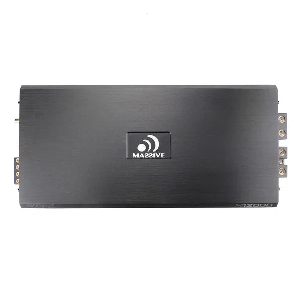 Massive audio H12000 - 12000 Watt RMS @ 1 Ohm Mono Block Hippo Series Amplifier with Bass Remote